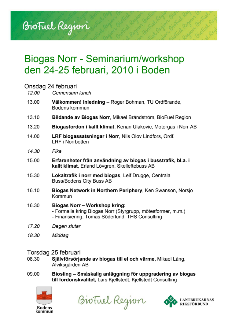 Program Biogas Norr 24-25 Boden