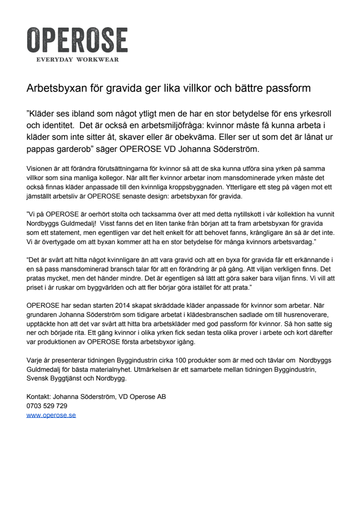 Arbetsbyxan för gravida ger lika villkor och bättre passform