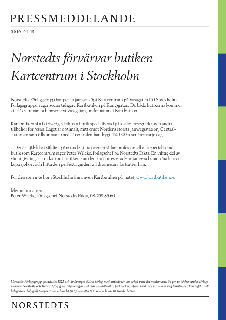 Norstedts förvärvar butiken Kartcentrum i Stockholm