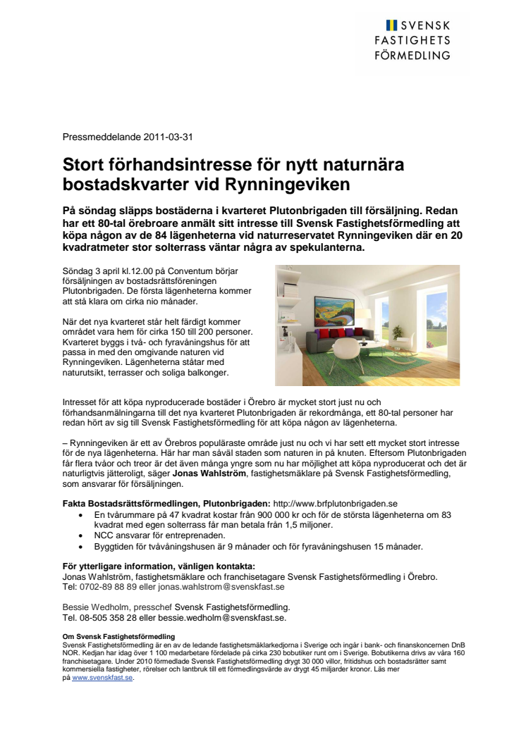 Stort förhandsintresse för nytt naturnära bostadskvarter vid Rynningeviken