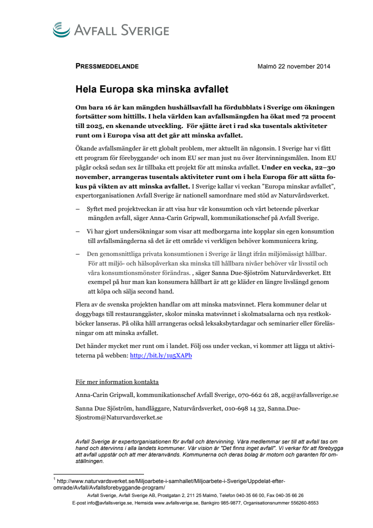 Hela Europa ska minska avfallet