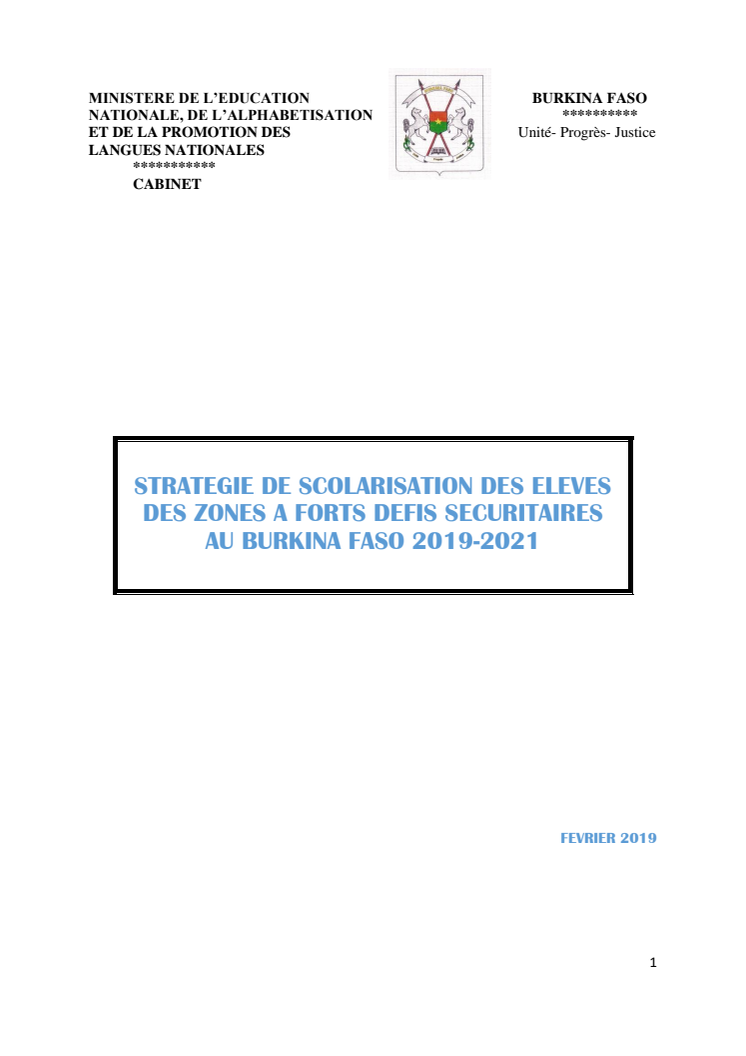 2019-004-SO Annex STRATEGIE DE SCOLARISATION DES ELEVES... BURKINA FASO 2019-2021