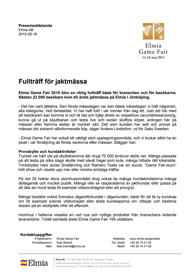 Fullträff för jaktmässa