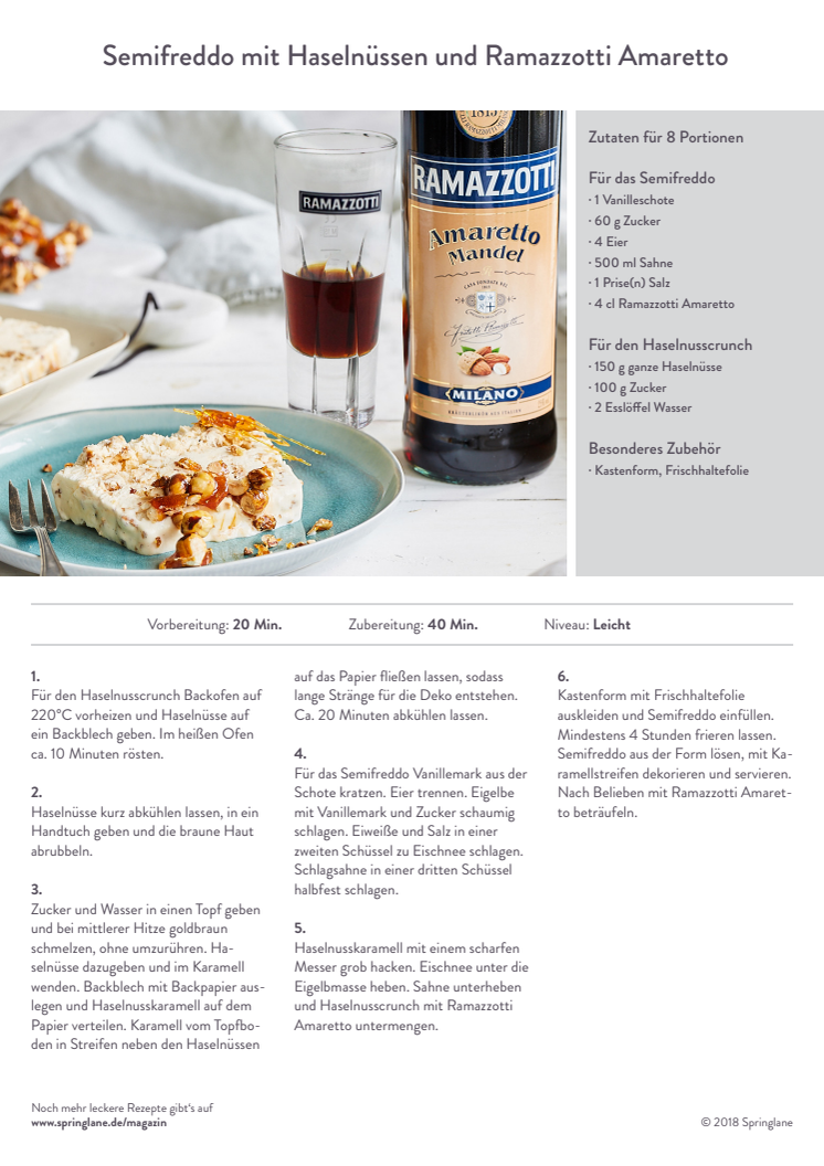 REZEPT: Semifreddo mit karamellisierten Haselnüssen und Ramazzotti Amaretto