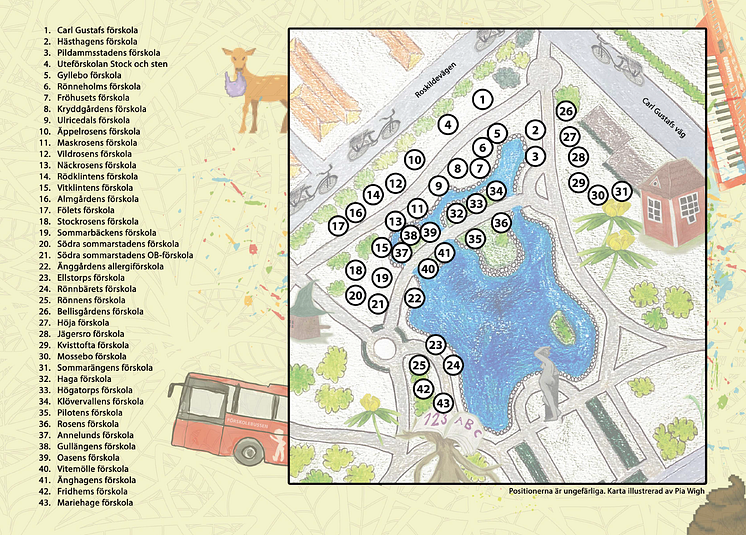 Karta Medverkande förskolor och utställningsplatser