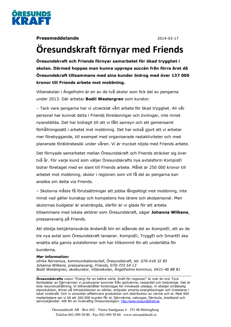 Öresundskraft förnyar med Friends