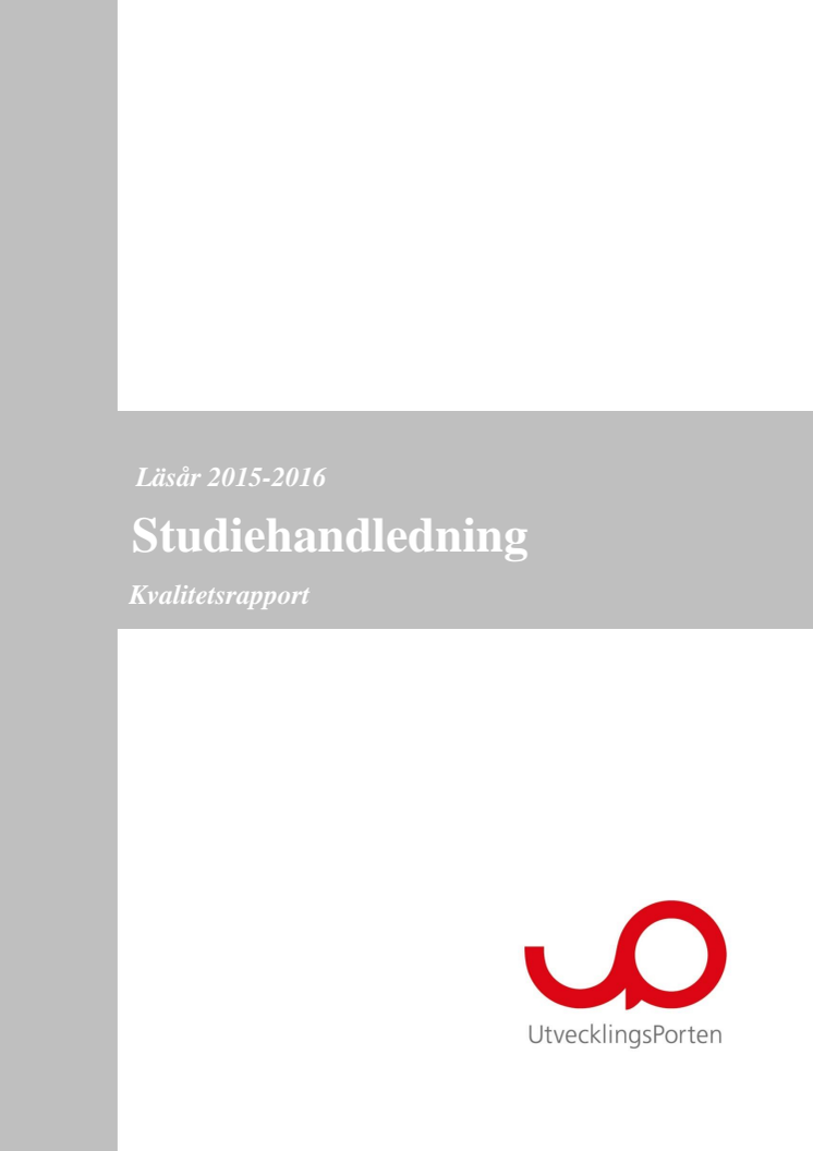 UtvecklingsPortens kvalitetsrapport 2015/16 - studiehandledning