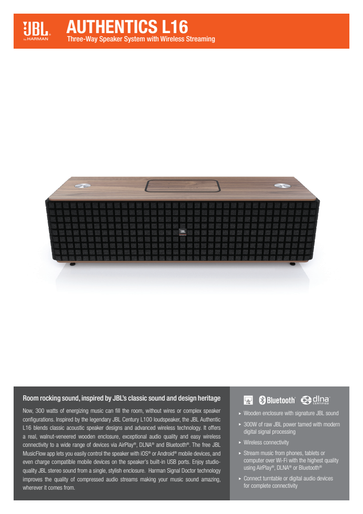 Specification sheet JBL Authentics L16