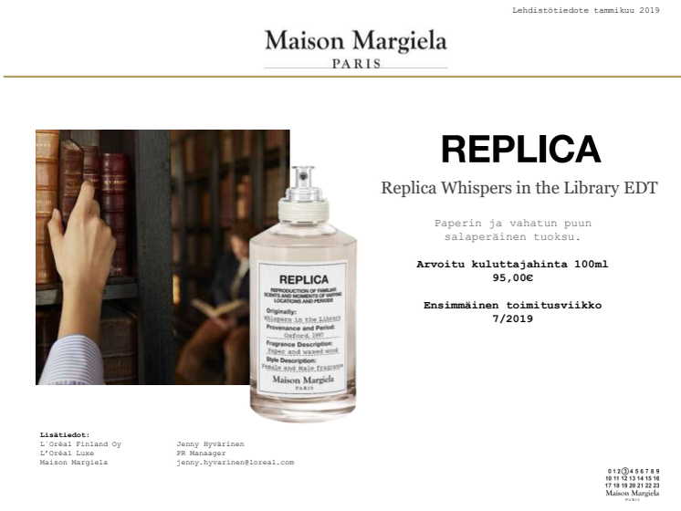 Lehdistötiedote Maison Margiela Replica Whispers in the Library
