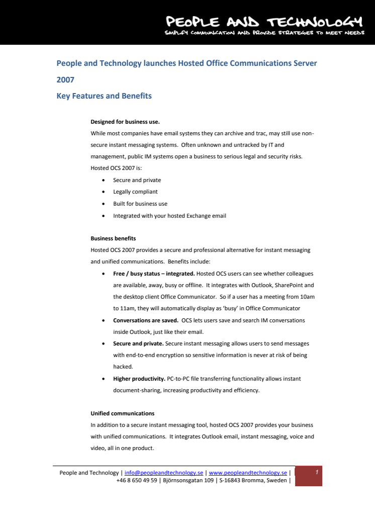 Vi lanserar Hosted Office Communication Server 2007