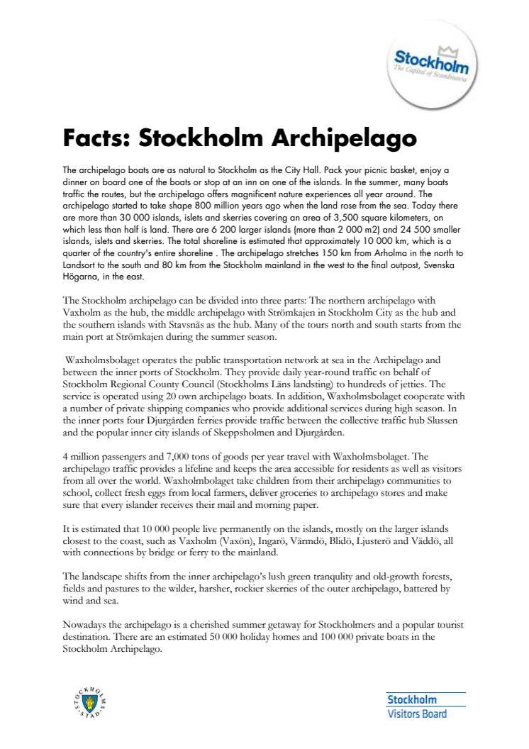 Facts: About the Stockholm Archipelago