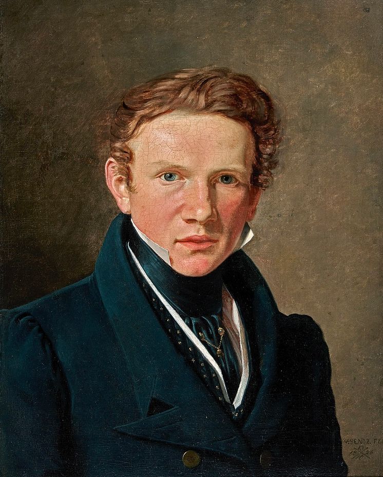 Wilhelm Bendz- Kunstnerens selvportræt. Sign. V-BENDZ 13:10 1826. Olie på lærred. 47 x 38.. – stor