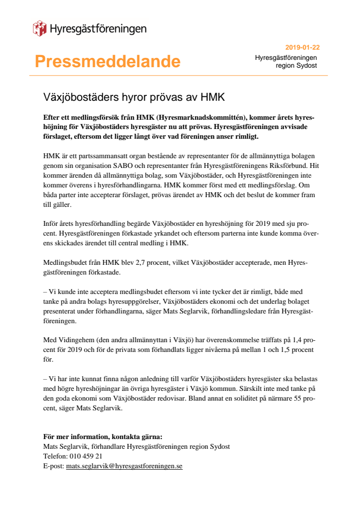 Växjöbostäders hyror prövas av HMK