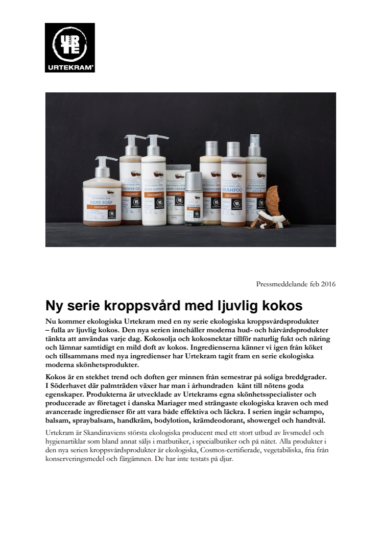 Ny serie kroppsvård med ljuvlig kokos