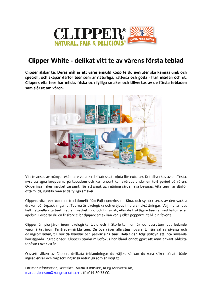 Clipper White - delikat vitt te av vårens första teblad