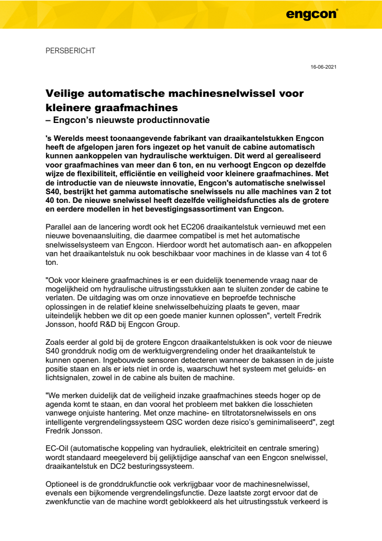 160621_Press_Veilige automatische machinesnelwissel voor kleinere graafmachines