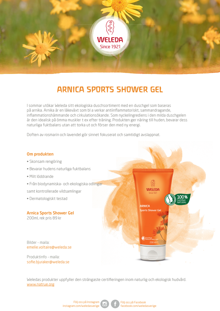 Nyhet! Arnica Sports Shower Gel