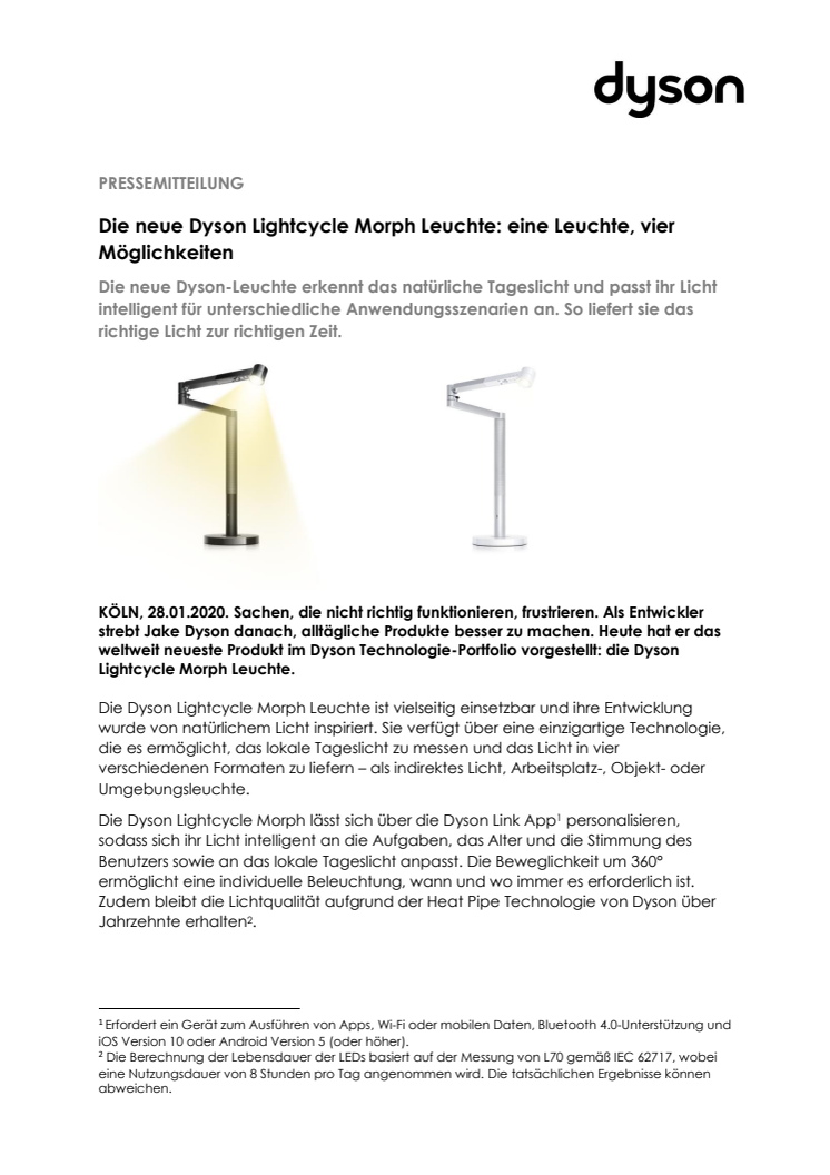Die neue Dyson Lightcycle Morph Leuchte: eine Leuchte, vier Möglichkeiten