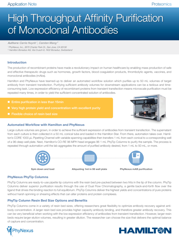 High Throughput Affinity Purification of Monoclonal Antibodies