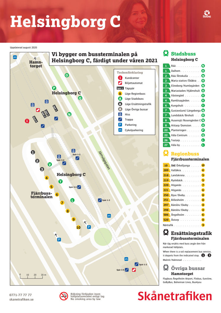 Busshållplatser under ombyggnaden på bussterminalen