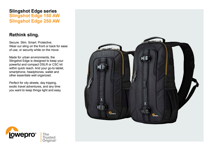 Lowepro Slingshot Edge, spesifikasjoner