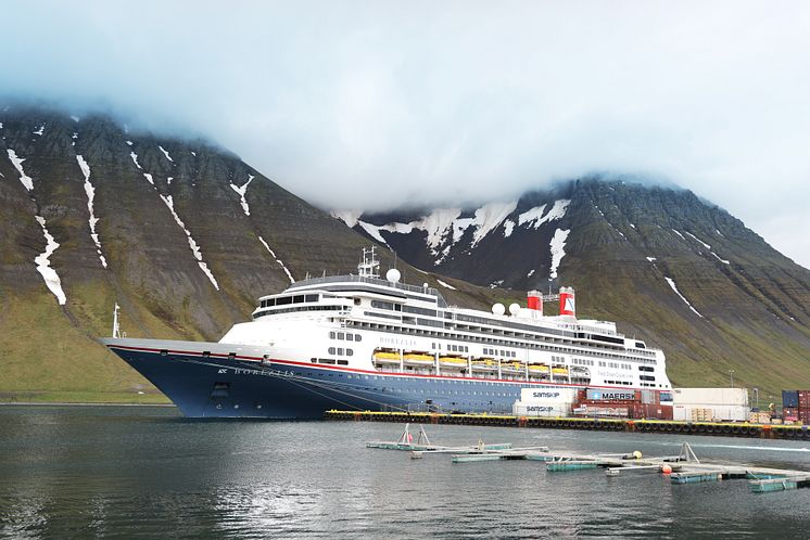 Borealis docked in Ísafjörður, Iceland