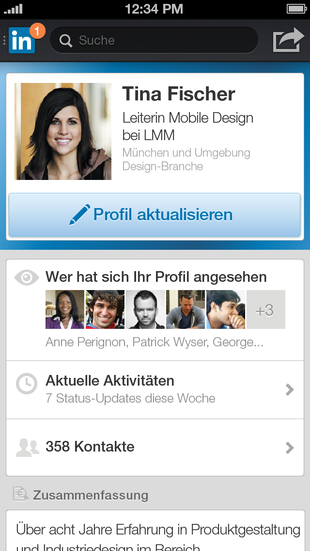 Screenshot LinkedIn Iphone5 Profile