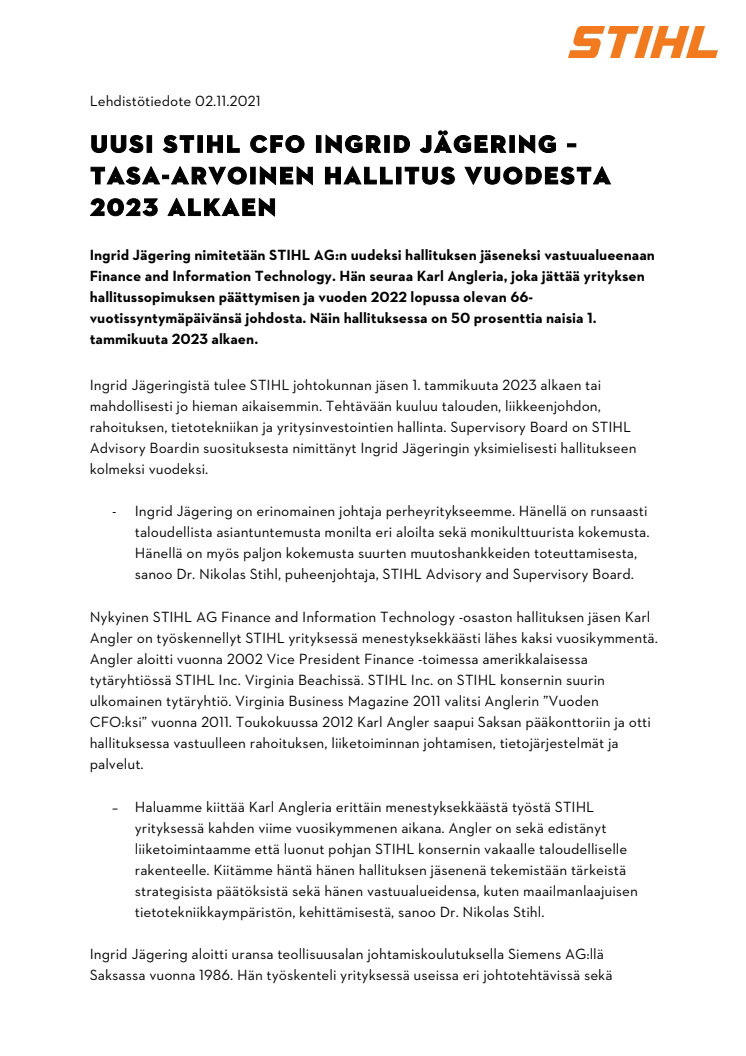 UUSI STIHL CFO INGRID JÄGERING – TASA-ARVOINEN HALLITUS VUODESTA 2023 ALKAEN .pdf