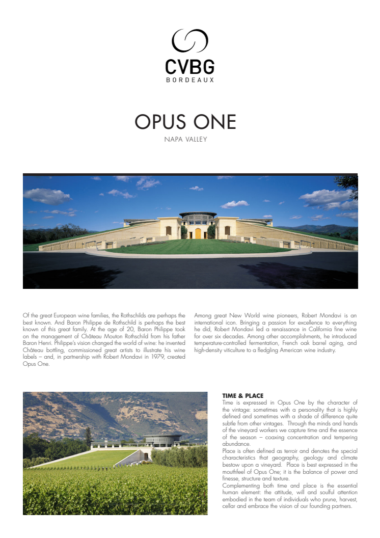 Opus One  with description of Opus One 2015