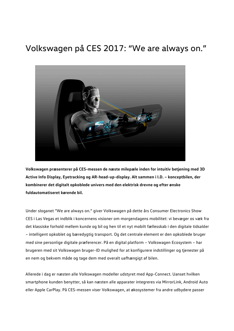 Volkswagen på CES 2017: “We are always on.”