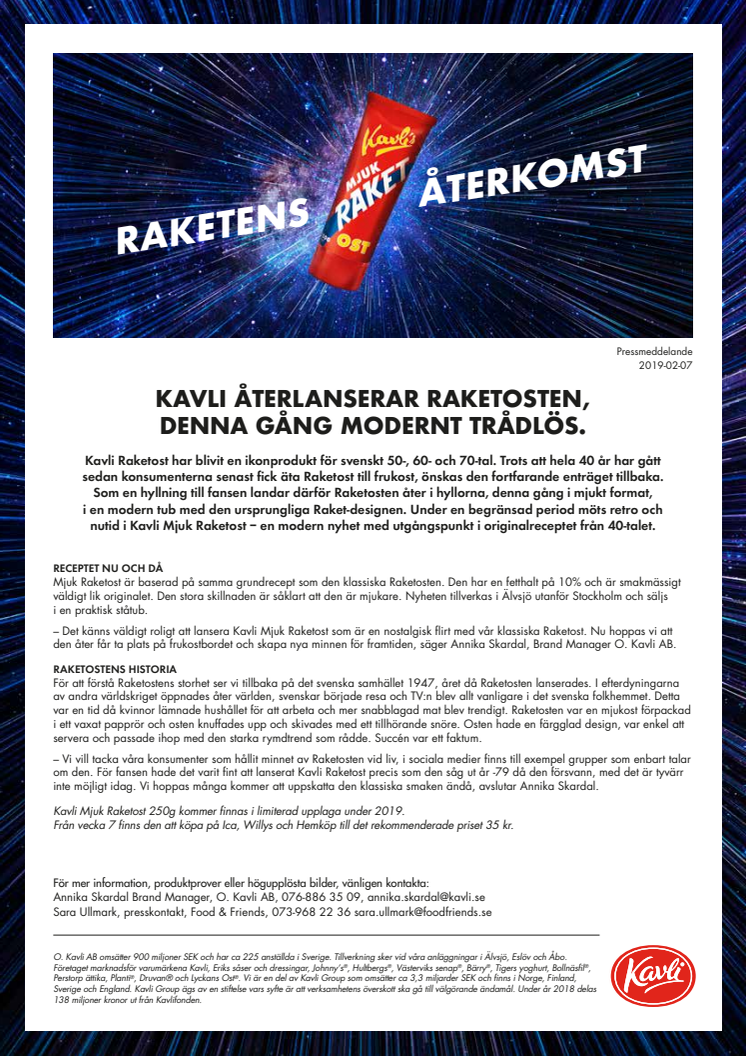 Kavli återlanserar Raketosten, denna gång modernt trådlös.