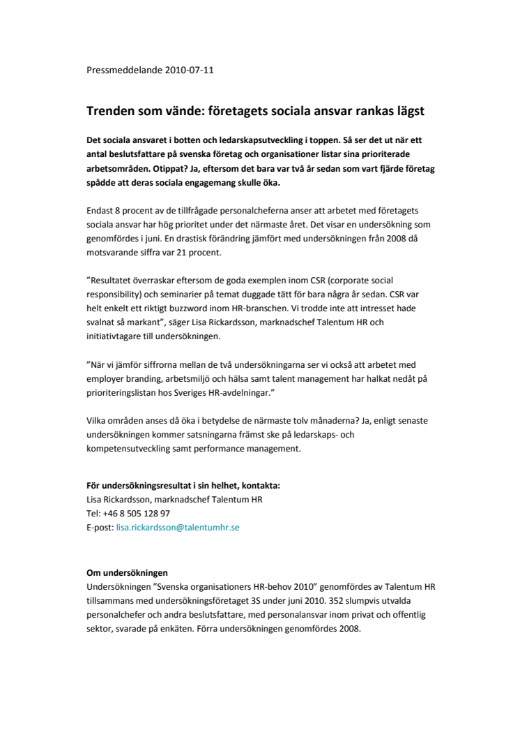 Trenden som vände: företagets sociala ansvar rankas lägst