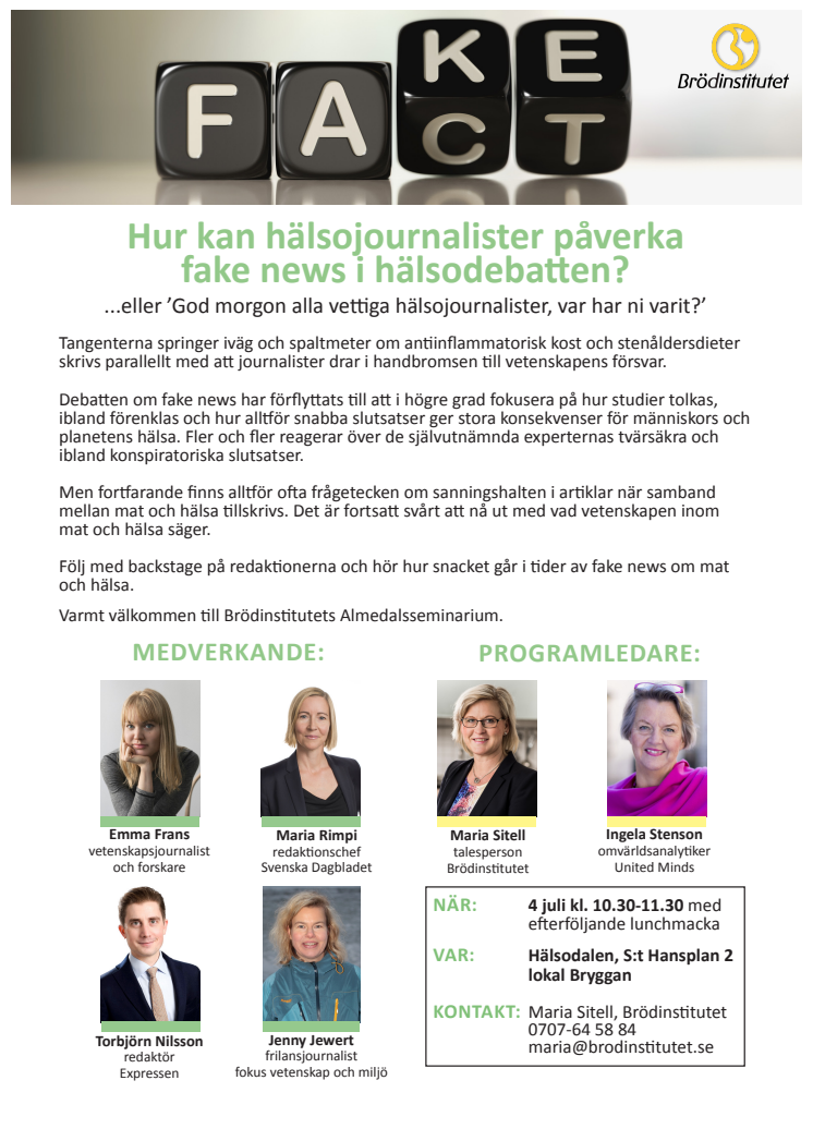 Inbjudan: Hur kan hälsojournalister påverka fake news i hälsodebatten?