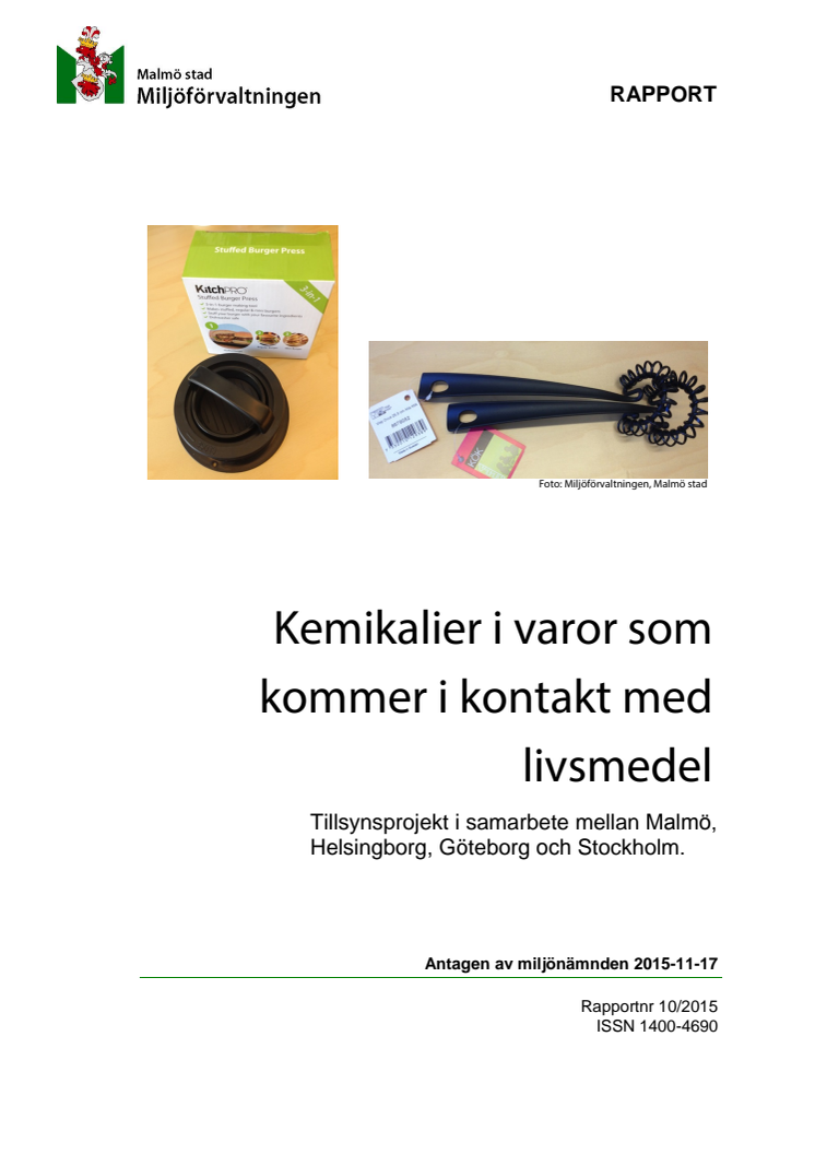 Kemikalier i varor som kommer i kontakt med livsmedel  - rapport