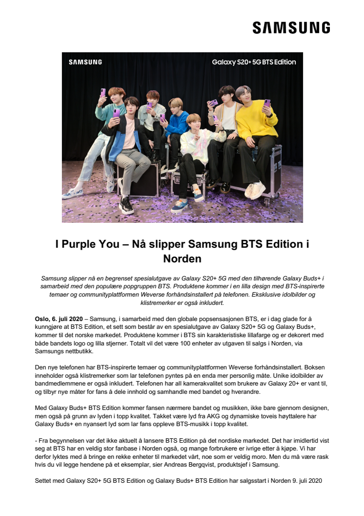 I Purple You – Nå slipper Samsung BTS Edition i Norden