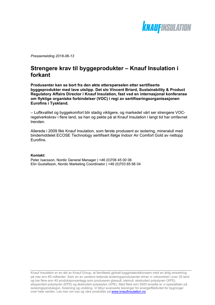 Strengere krav til byggeprodukter – Knauf Insulation i forkant