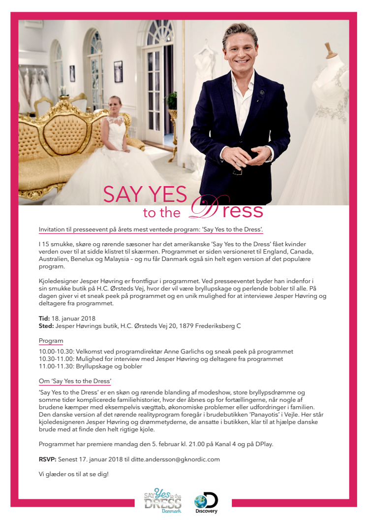 Invitation til presseevent: Say Yes to the Dress