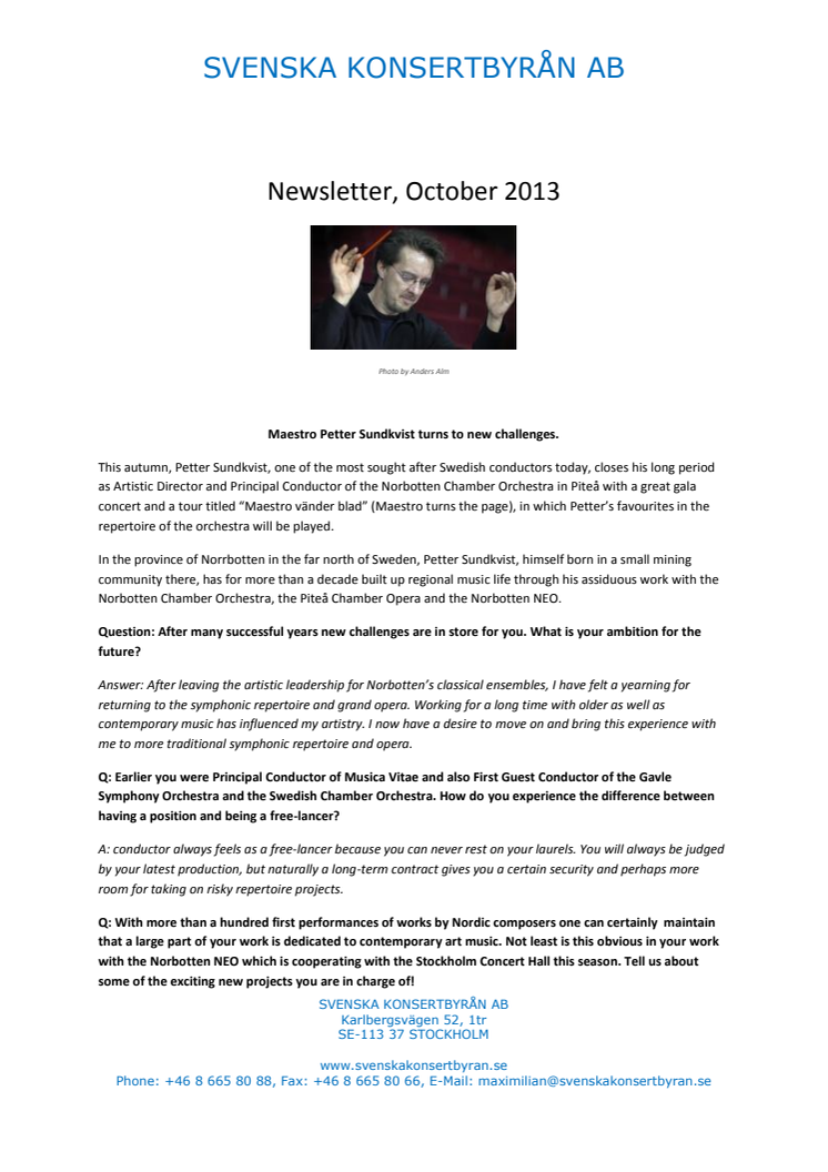 Newsletter, October 2013