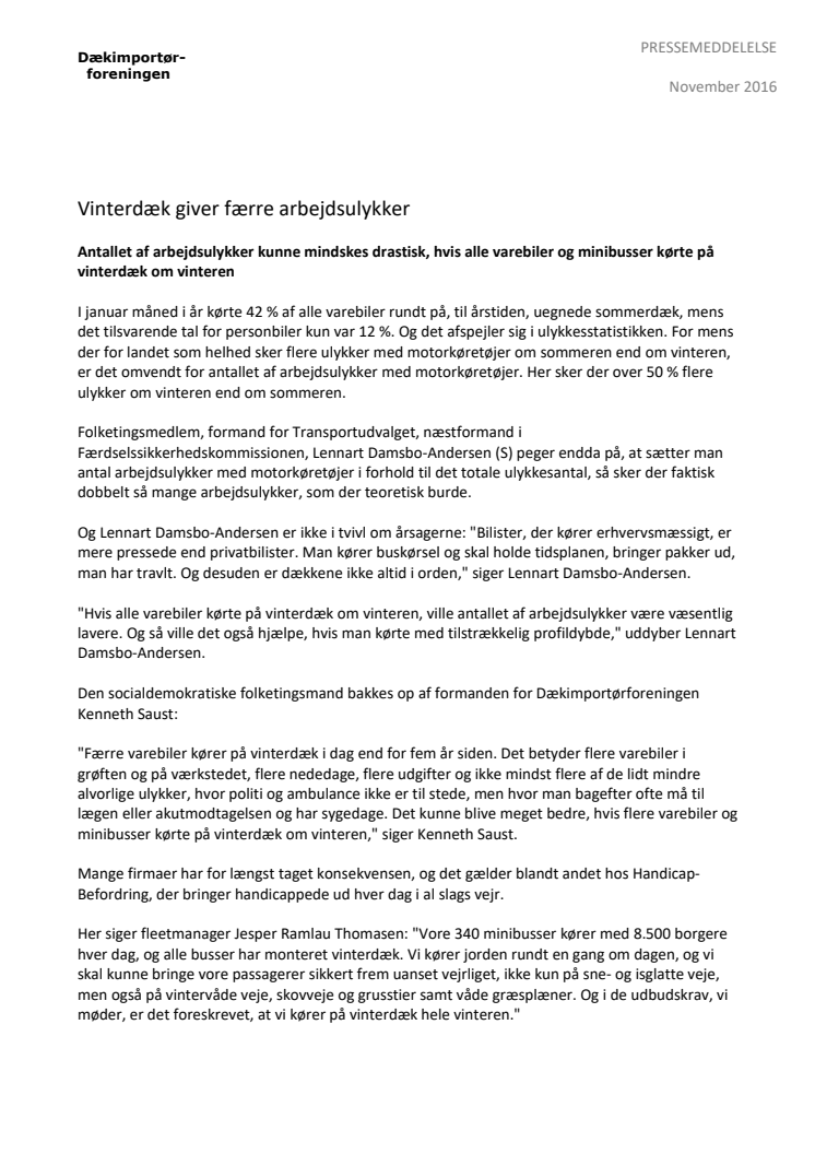 Vinterdæk giver færre arbejdsulykker