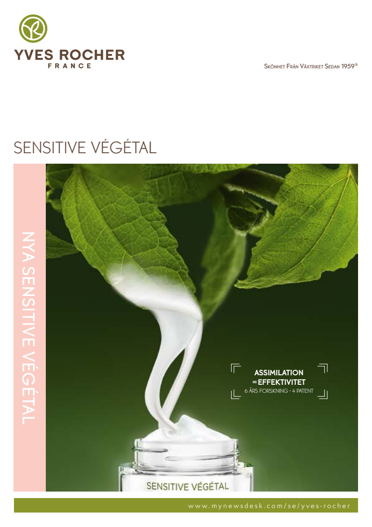 Pressinformation om - Yves Rochers nya hudvårdsprodukt Sensitive Végétal