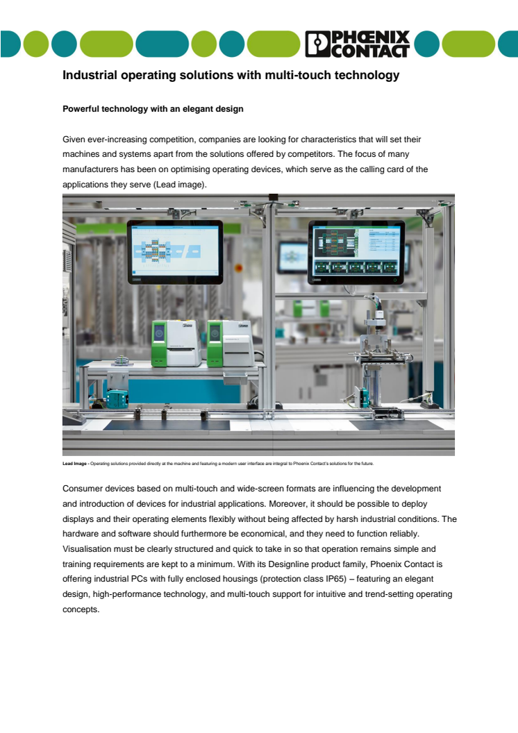 Industrial operating solutions with multi-touch technology