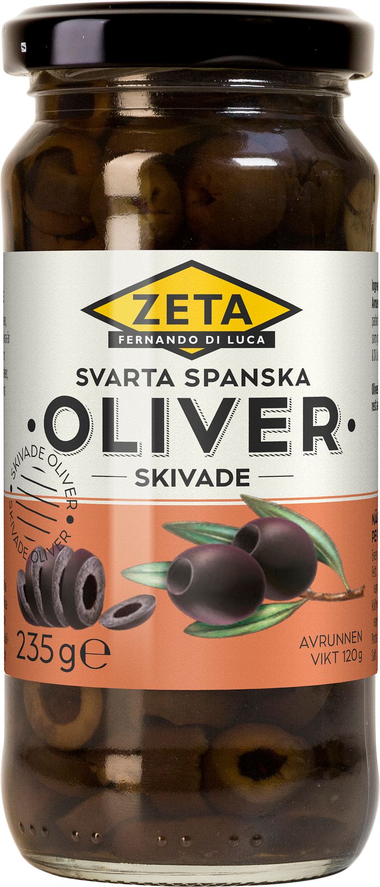 Zeta Svarta oliver skivade 235 g