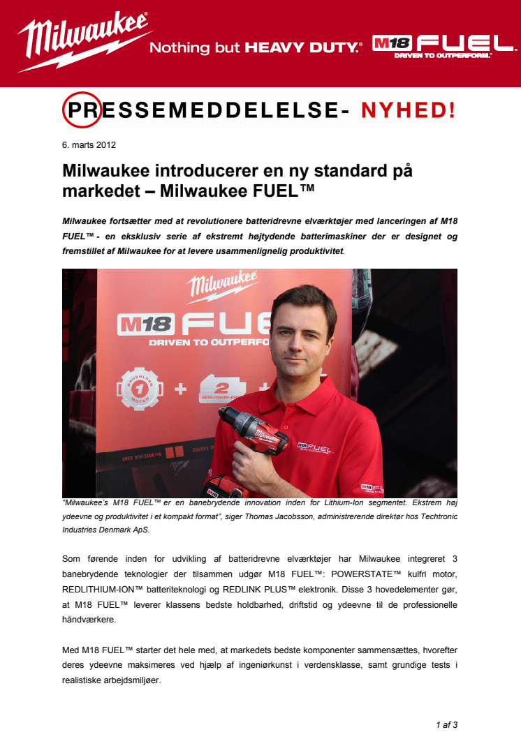 Milwaukee introducerer en ny standard på markedet – Milwaukee FUEL™