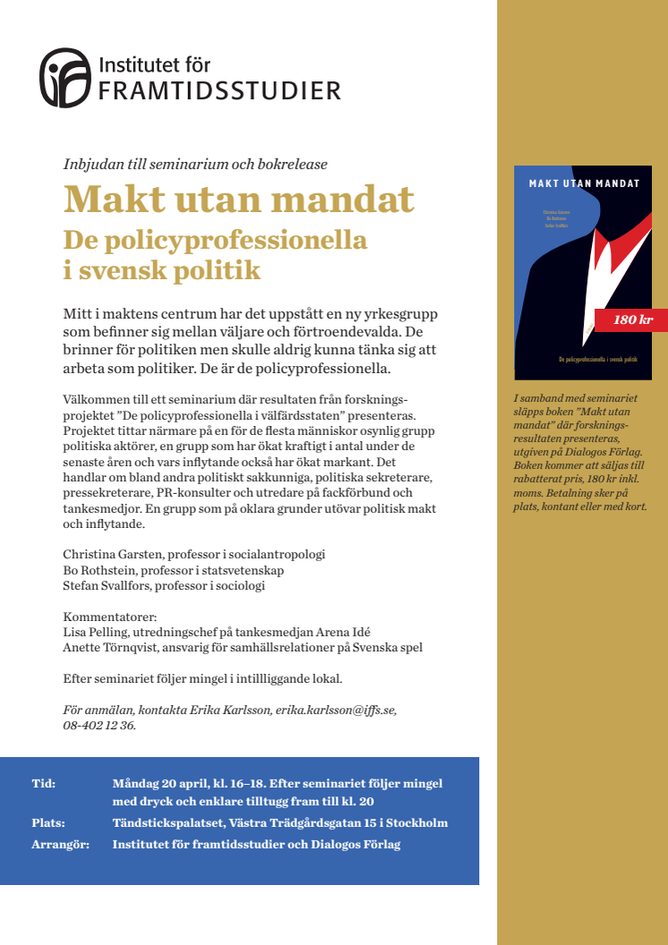 Seminarium: Makt utan mandat. De policyprofessionella i svensk politik