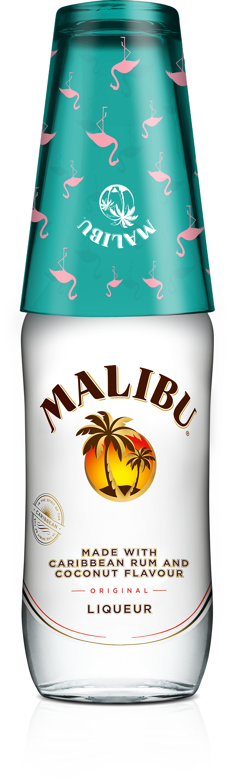 Malibu mit Flamingoglas