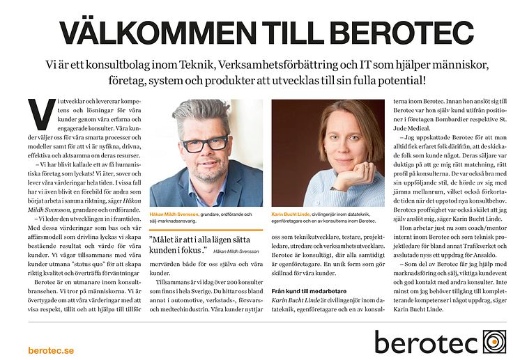 Berotec medverkar i Dagens Nyheter