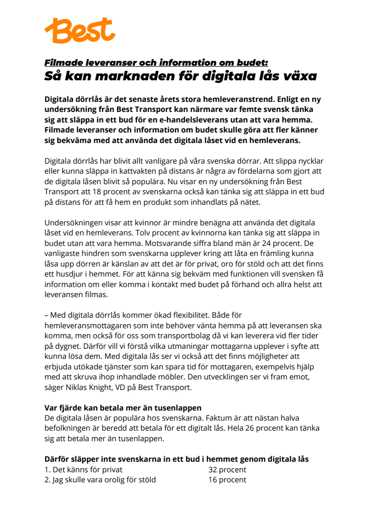 Så kan marknaden för digitala lås växa