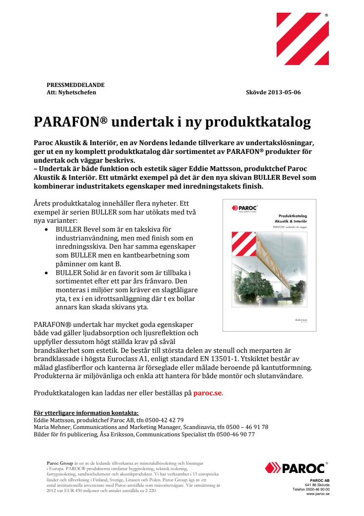 PARAFON® undertak i ny produktkatalog