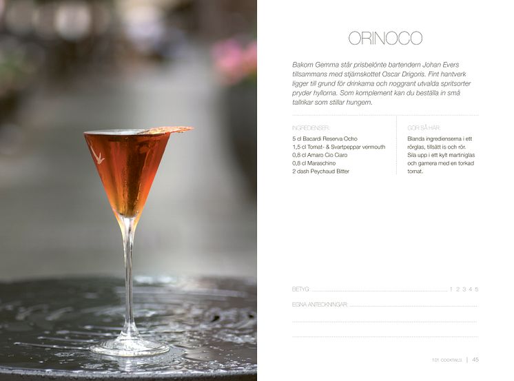 Cocktail Orinoco, recept från "A bar called Gemma" i Stockholm. 