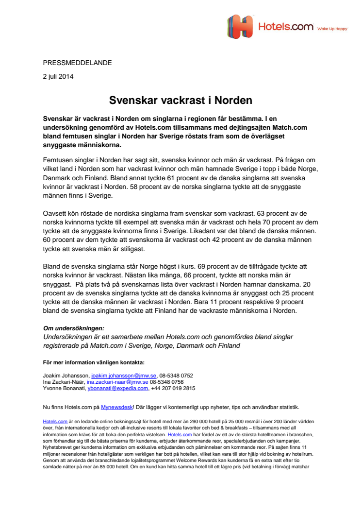 Svenskar vackrast i Norden